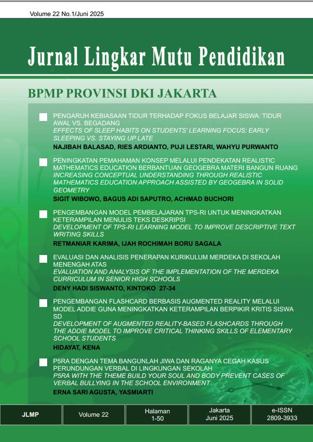 					Lihat Vol 22 No 1 (2025): Jurnal Lingkar Mutu Pendidikan
				